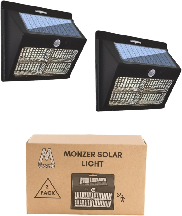 Proiectoar solar cu 180 LED-uri. IP 65, 3 moduri, unghi de iluminare de 240°, senzor miscare, set 2 buc [3]