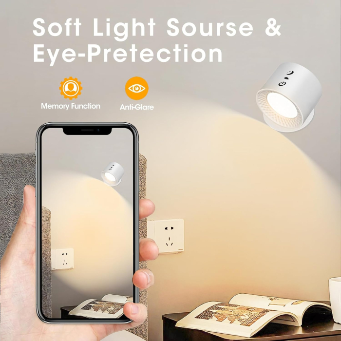 Proiector LED reincarcabil. rotativ 360°, control tactil, telecomanda, suport magnetic [4]