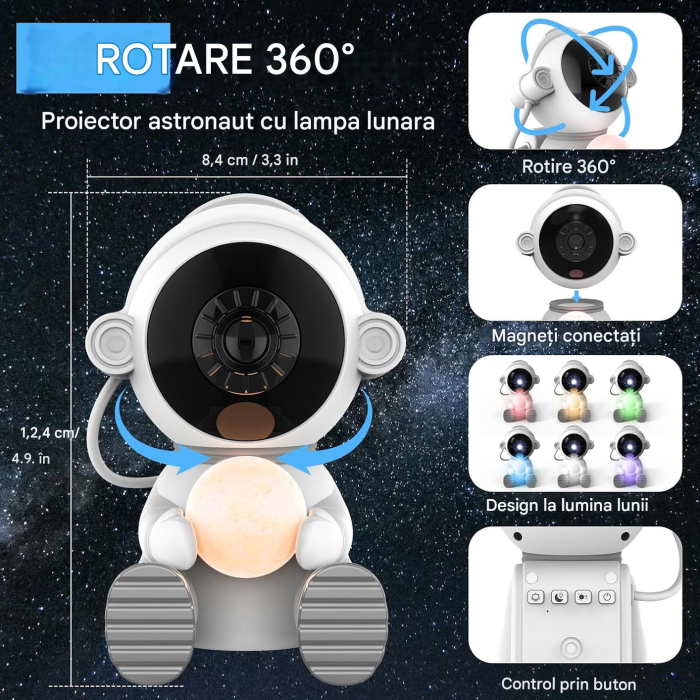 Proiector LED astronaut, cu 12 proiectii, cu telecomandă [3]