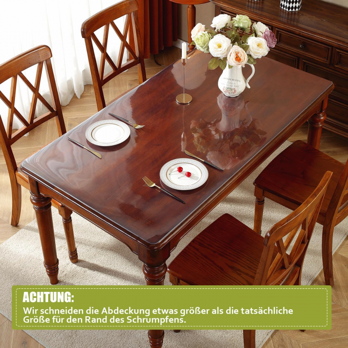 Protectie transparenta, impermeabila, pentru masa 100x155 cm, grosime 2 mm, usor adaptabila [4]
