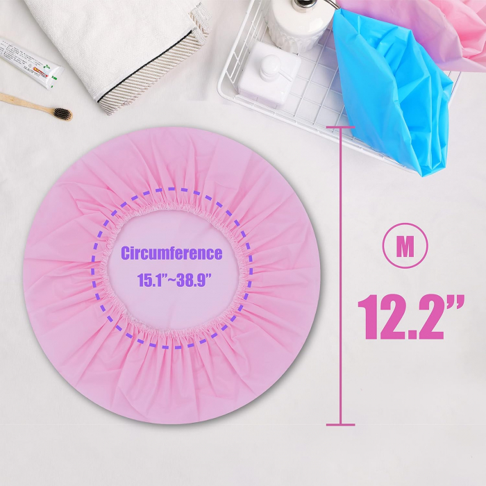 Protectii de duș reutilizabile, din plastic, 3 culori buline, inimi, imprimeuri florale, set de 6 mărimea M [6]