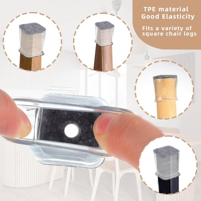 Protectii patrate pentru picioare scaune, mobila 19-26mm  set 24 bucati [5]