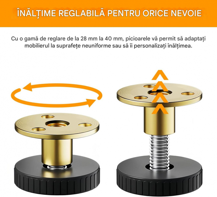 Inaltatoare de mobila reglabile 28-40 mm, cu pernă antiderapantă, set 8 bucati [3]