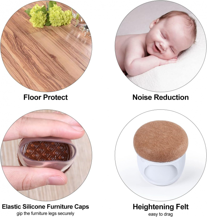 Protectii rotunde pentru picioare scaune, mobila 16-20mm  set 16 bucati [4]