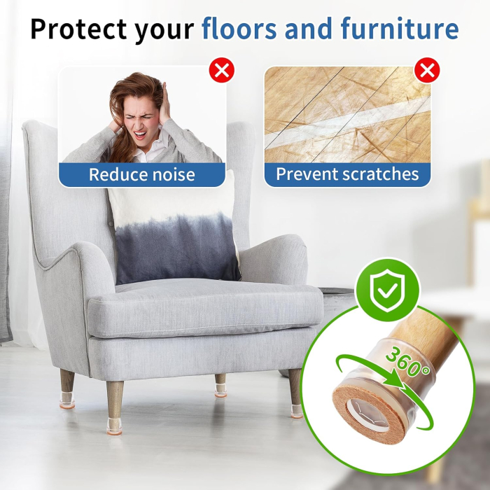 Protectii rotunde pentru picioare scaune, mobila 21-25mm  set 24 bucati [7]