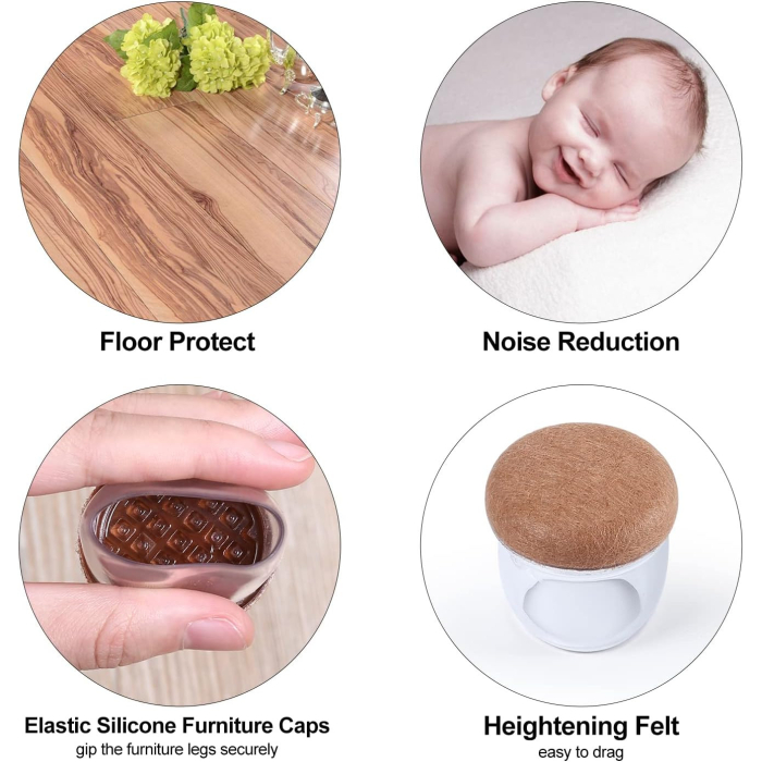 Protectii rotunde pentru picioare scaune, mobila 22-26mm set 24 bucati [5]