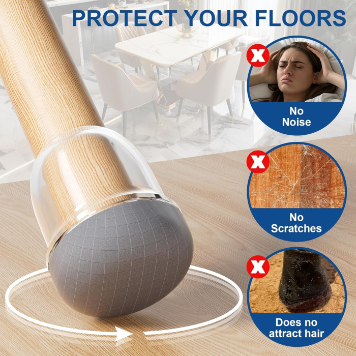 Protectii rotunde pentru picioare scaune, mobila 20-28mm  set 24 bucati [4]