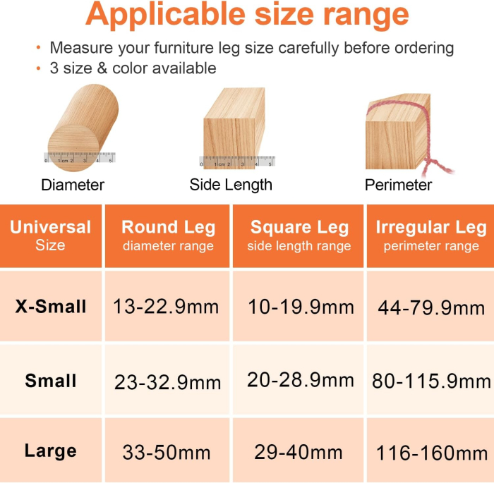 Protectii rotunde pentru picioare scaune, mobila 22-33 mm  set 16 bucati [3]