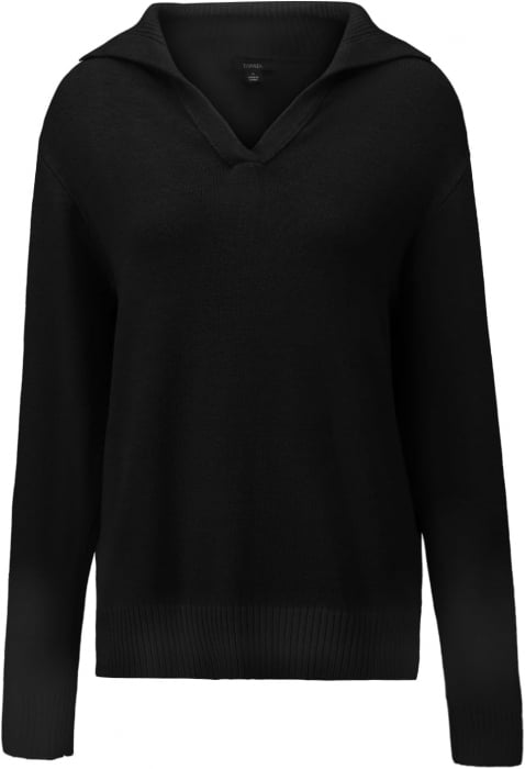 Bluza lejera, pulover tricotat, cu guler in "V" pentru femei, negru, marime S [2]