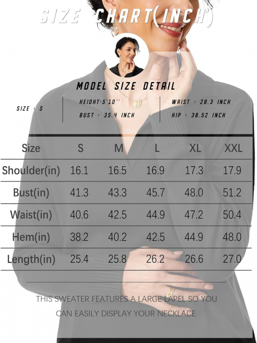 Bluza lejera, pulover tricotat, cu guler in "V" pentru femei, negru, marime XL [5]