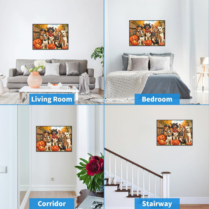 Puzzle de 1000 de piese pentru adulți si copii "Petrecere de câini de Halloween" 50x70 cm [7]