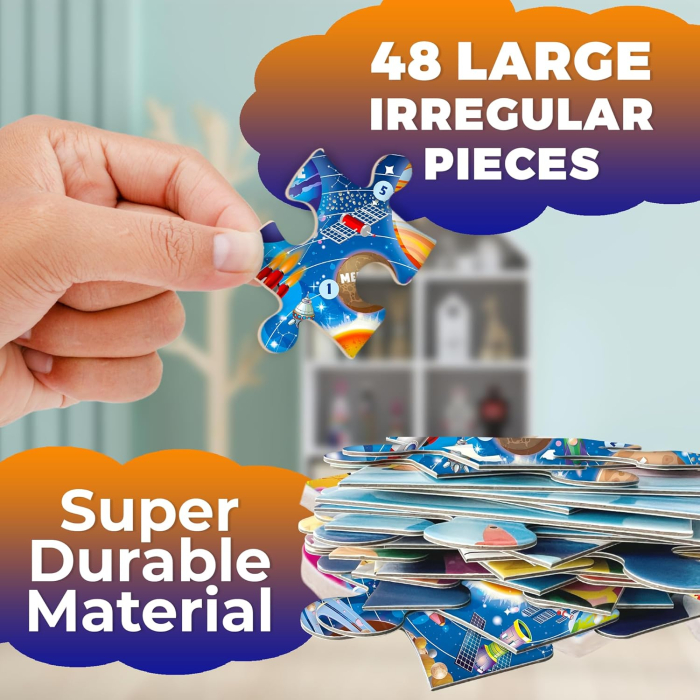 Puzzle gigant pentru podea, rotund, sistem solar 48 piese [3]