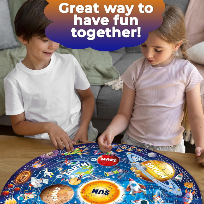 Puzzle gigant pentru podea, rotund, sistem solar 48 piese [6]