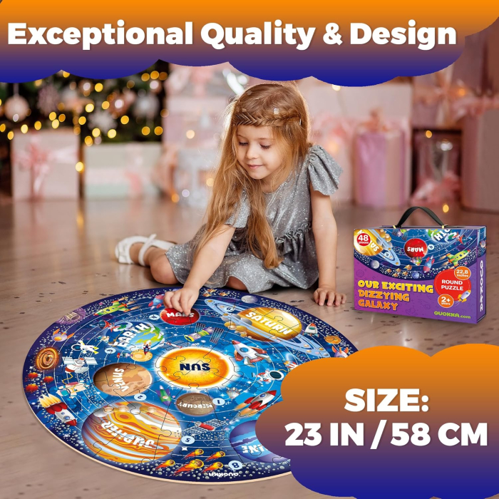 Puzzle gigant pentru podea, rotund, sistem solar 48 piese [4]