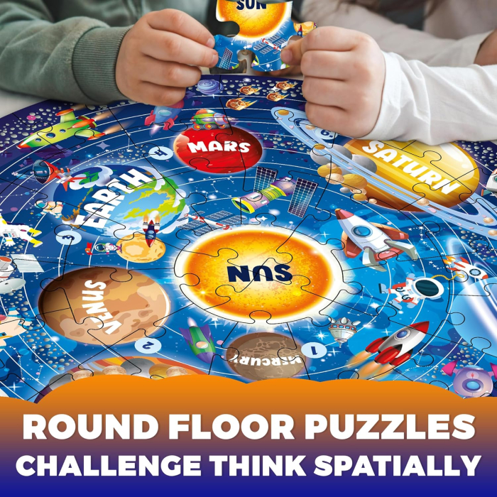 Puzzle gigant pentru podea, rotund, sistem solar 48 piese [5]