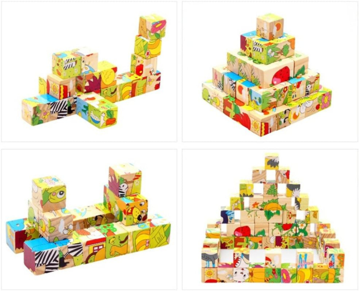 Puzzle pe cuburi de lemn, 6 imagini desene animate [3]