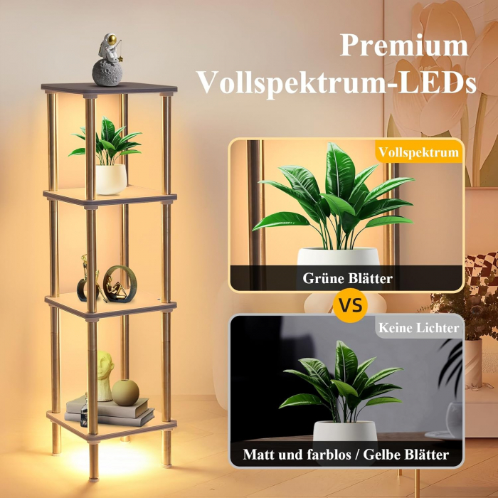 Etajeră Decorativă cu LED RGB, 4 Rafturi, Telecomandă, Iluminare Multicoloră, incarcare telefon [3]