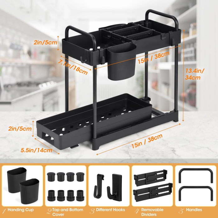 Raft extensibil de organizare pe 2 nivele, negru [2]