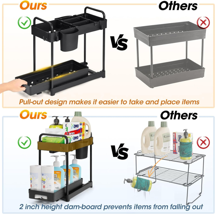 Raft extensibil de organizare pe 2 nivele, negru [3]