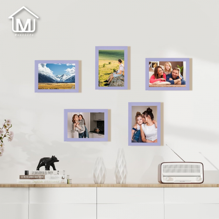 Rama foto din plastic violet deschis pentru fotografii, poze, vertical sau orizontal, set  5 bucati 13X18 cm [8]