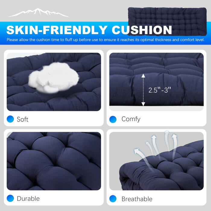 Pat de camping pliabil cu saltea Oxford 2400D, capacitate de încărcare până la 250 kg, 190 x 71 x 36 cm [7]