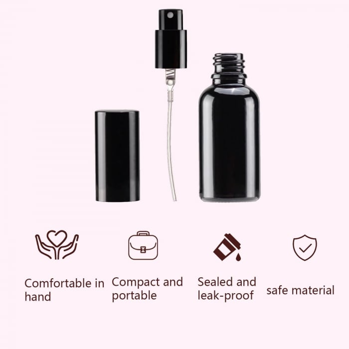 Sticlute negre cu pulverizator pentru uleiuri esentiale 6 bucati, 30 ml [4]