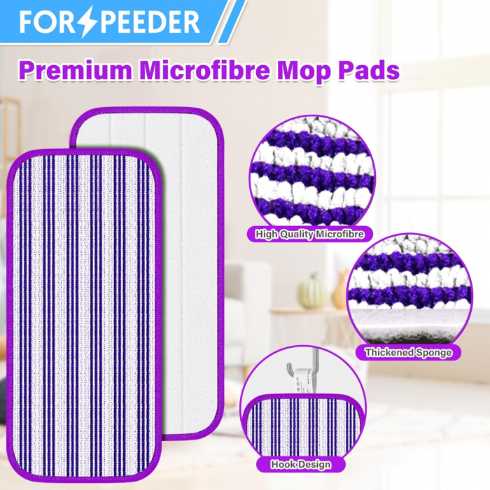 Rezerve mop din microfibra, reutilizabile, lavabile, pentru parchet, ciment, lemn, set 6 bucati Mov [3]