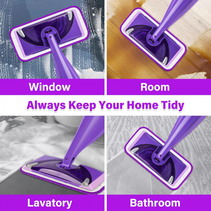 Rezerve mop din microfibra, reutilizabile, lavabile, pentru parchet, ciment, lemn, set 6 bucati Mov [6]