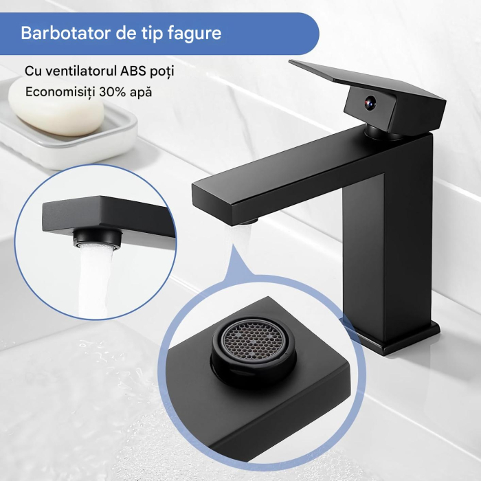 Robinet de chiuveta baie negru, patrat, inaltime 164 mm [2]