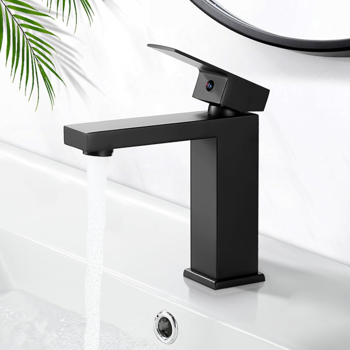 Robinet de chiuveta baie negru, patrat, inaltime 164 mm [8]