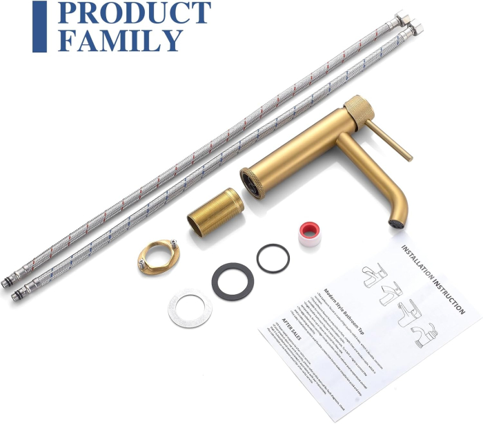 Robinet de chiuveta baie auriu, rotund, inaltime 105 mm [8]