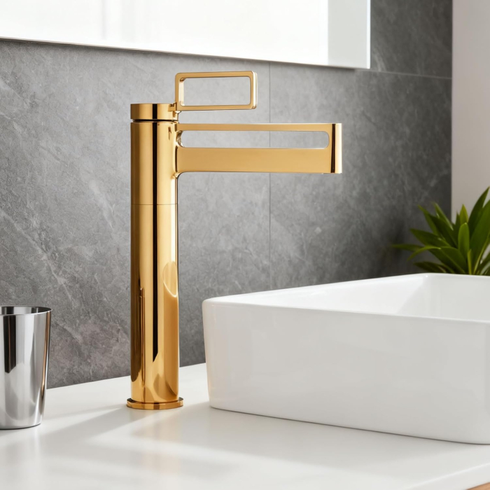 Robinet de chiuveta baie auriu, rotund, inaltime 29.5 cm [2]