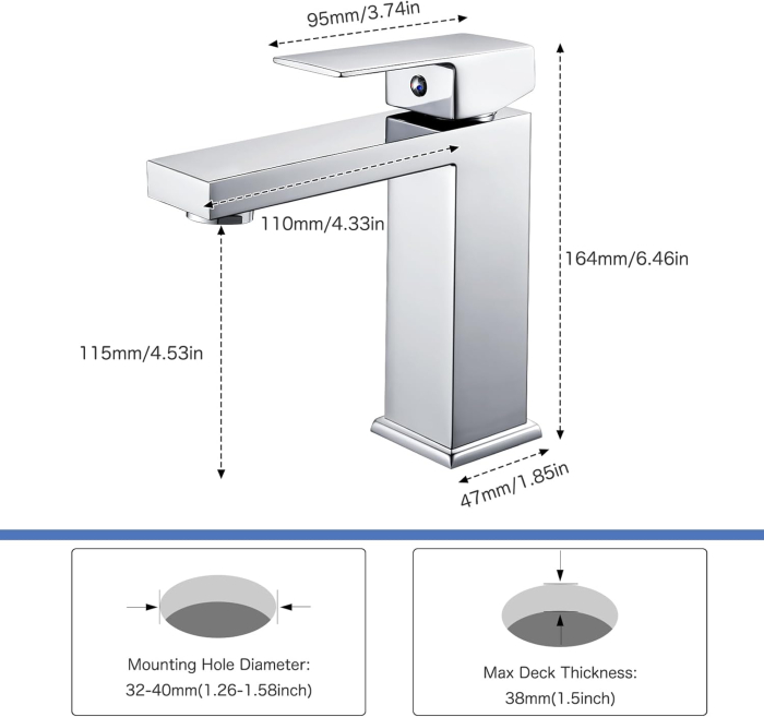 Robinet de chiuveta baie cromat patrat [7]