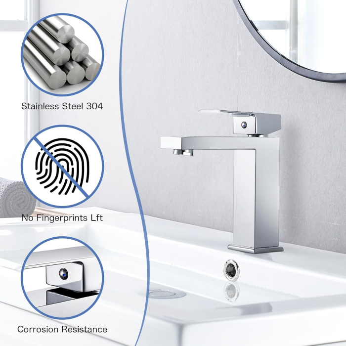 Robinet de chiuveta baie cromat patrat [6]