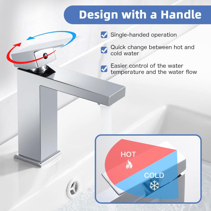 Robinet de chiuveta baie cromat patrat [5]
