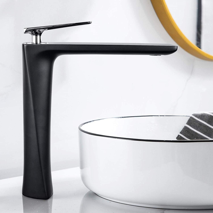 Robinet de chiuveta de baie pe blat, negru, semirotund, inaltime 276 mm [2]