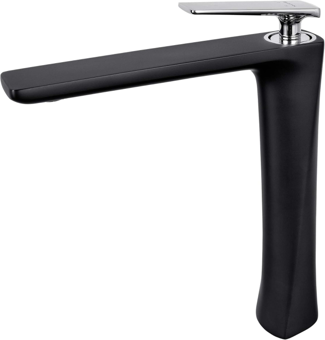 Robinet de chiuveta de baie pe blat, negru, semirotund, inaltime 276 mm [5]