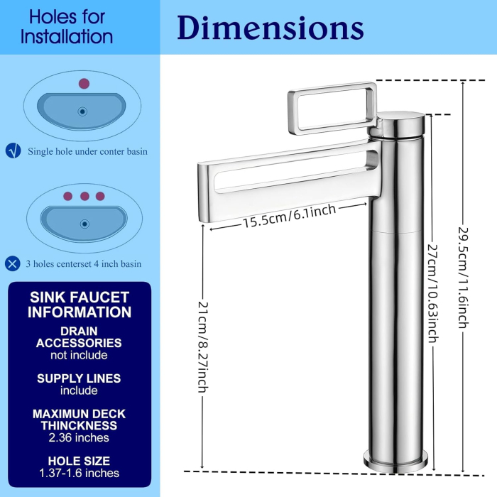 Robinet de chiuveta baie negru, rotund, inaltime 29.5 cm [3]
