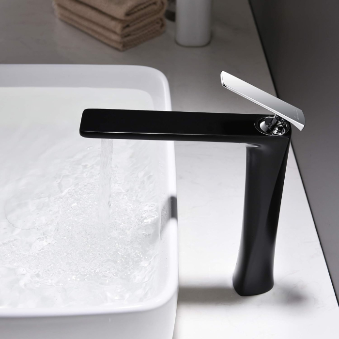 Robinet de chiuveta de baie pe blat, negru, semirotund, inaltime 276 mm [3]