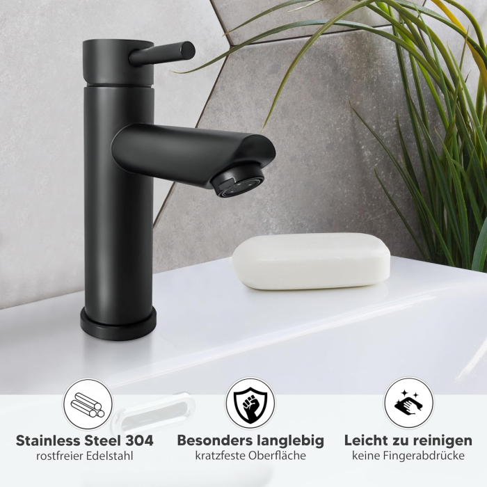 Robinet de chiuveta baie negru, zgariat, ZGARIAT inaltime 185 mm [3]