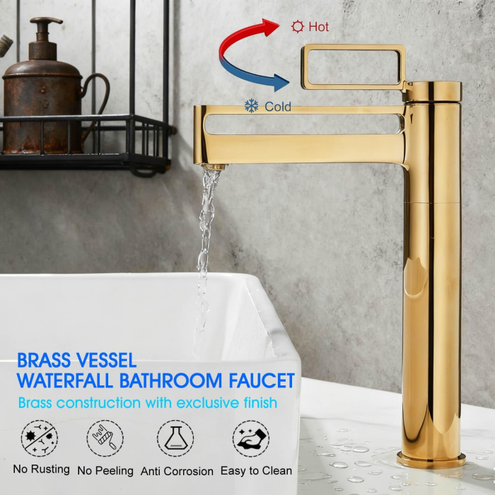 Robinet de chiuveta baie auriu, rotund, inaltime 29.5 cm [6]