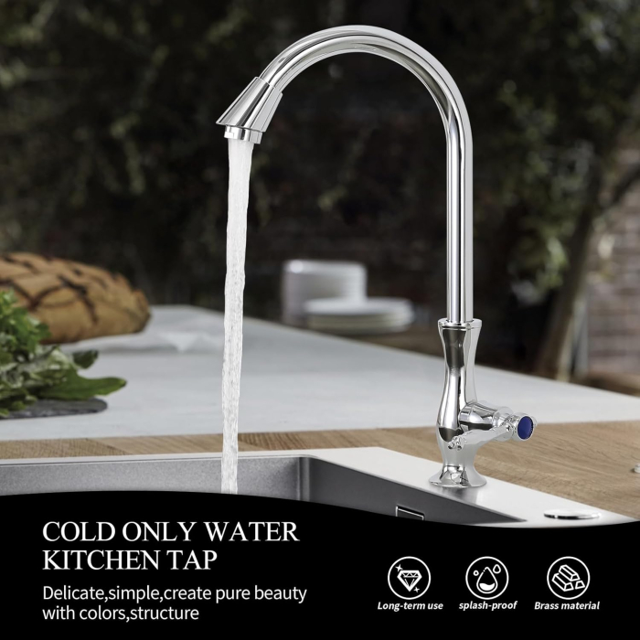 Robinet inalt de chiuveta apa rece baie sau bucatarie, alama [2]