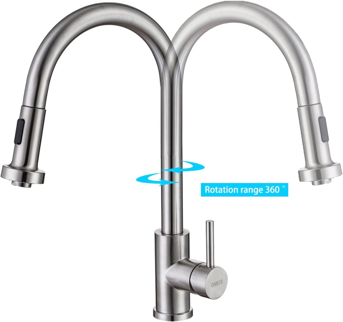 Robinet de chiuveta bucatarie cu furtun extensibil, pivotant 360°-argintiu [5]