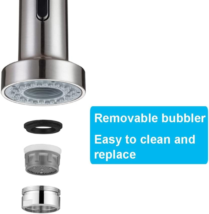 Robinet de chiuveta bucatarie cu furtun extensibil, pivotant 360°-argintiu [3]