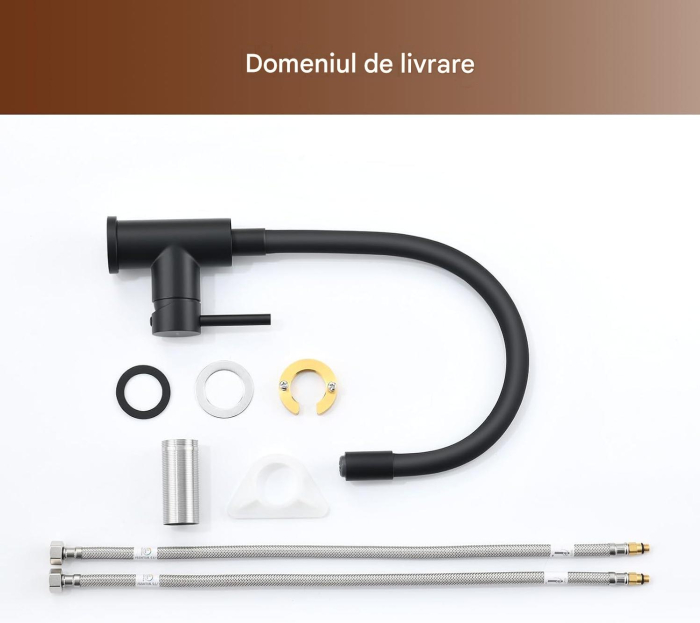 Robinet flexibil 360 de grade pentru bucatarie sau baie, rotund, inaltime 39 cm [13]
