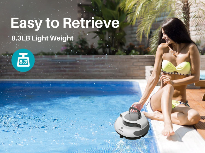 Robot Curățare Piscină Fără Fir, Dual Motor, 5000 mAh, 100 min, IPX8, LED, până la 90 m² [9]