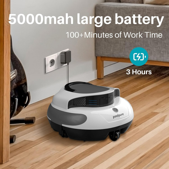 Robot Curățare Piscină Fără Fir, Dual Motor, 5000 mAh, 100 min, IPX8, LED, până la 90 m² [3]