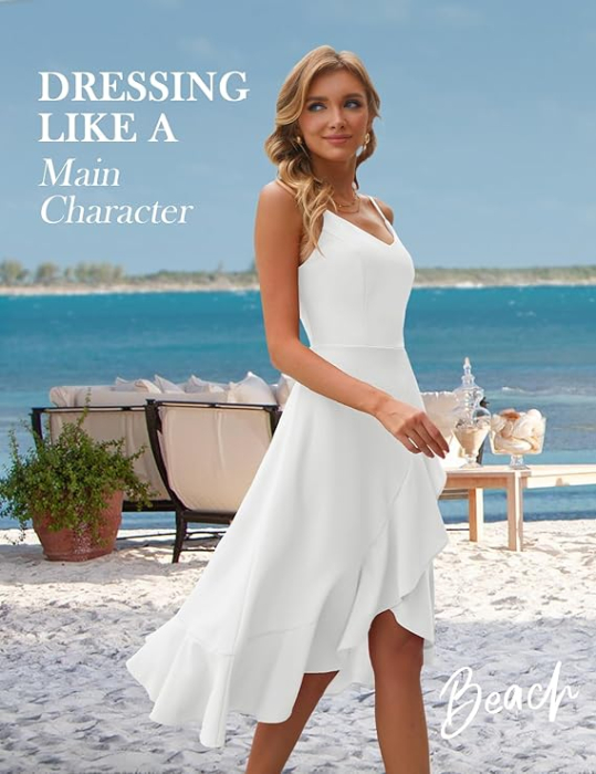 Rochie alba eleganta de vara,lungime peste genunchi, decolteu in V, fermoar ascuns pe spate, XL [2]