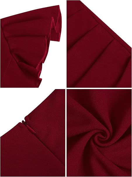 Rochie rosie Damă Missufe, Croială A-Line, Elegantă și Casual, 2XL [6]