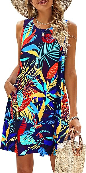 Rochie lejera de vara pentru femei, usoara, fara maneci, pana la genunchi M [1]